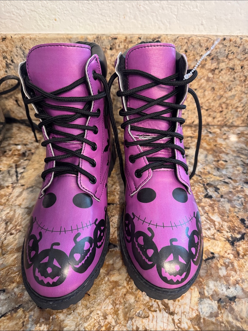 Disney Jack Skellington Purple Lace-Up Boots with Pumpkin Print
